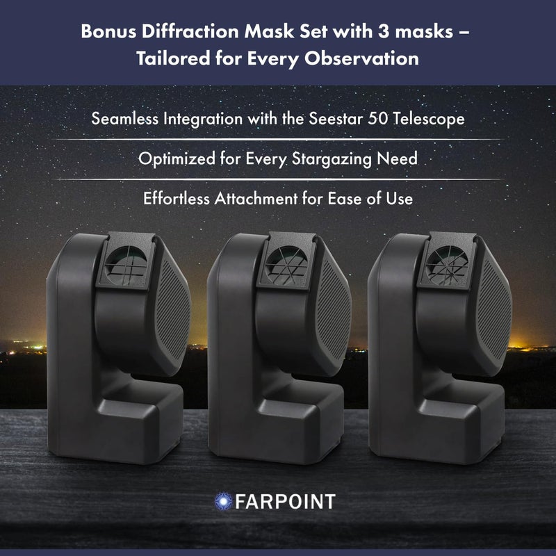 Farpoint Bahtinov Mask Pro with Holder for ZWO Seestar 50 Telescope, Focusing Aid with Bonus Diffraction Spike Masks - Image 5